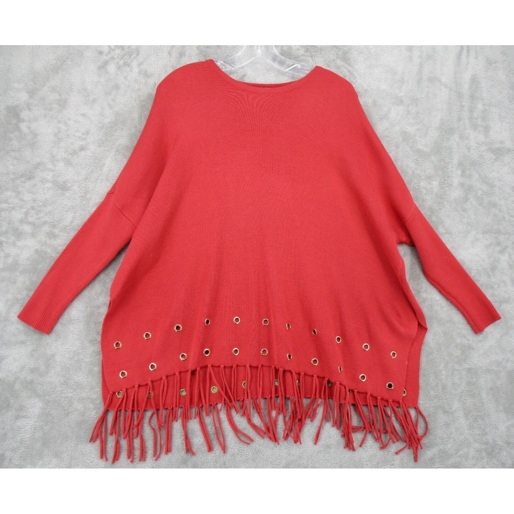 Chicos Sweater Womens Size XS Poncho Fringe Southwestern Western Pullover Boho